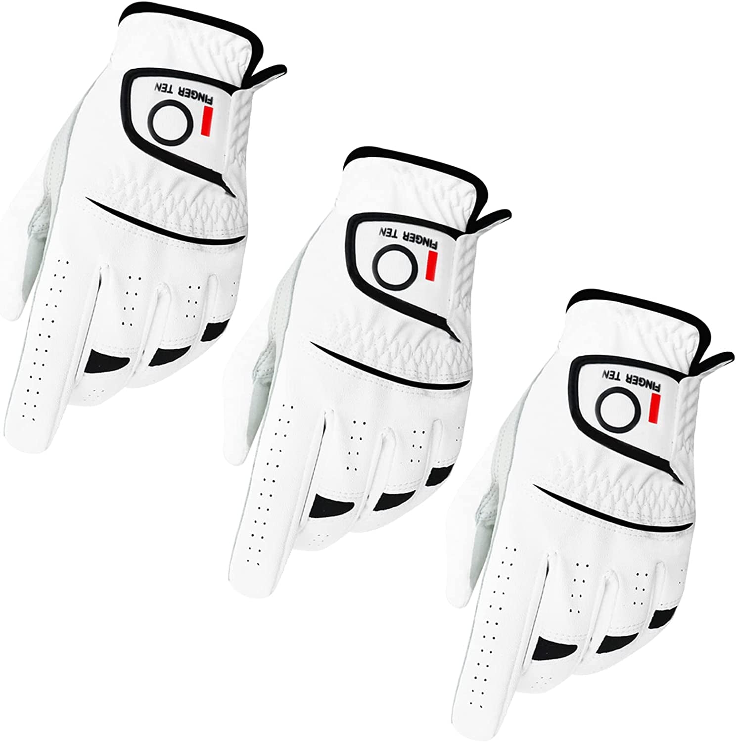 Golf Gloves Men Right Left Handed Golfer Men’S Golf Glove Left Right Hand Value 3/6 Pack, All Weather Leather Grip Small Medium ML Large XL Size