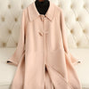 Small Lapel Cashmere Coat For Women&#39;s Loose Fitting Medium Length Style