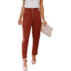 Women&#39;s Casual Loose And Comfortable Pant Belt Pocket Elastic Pants