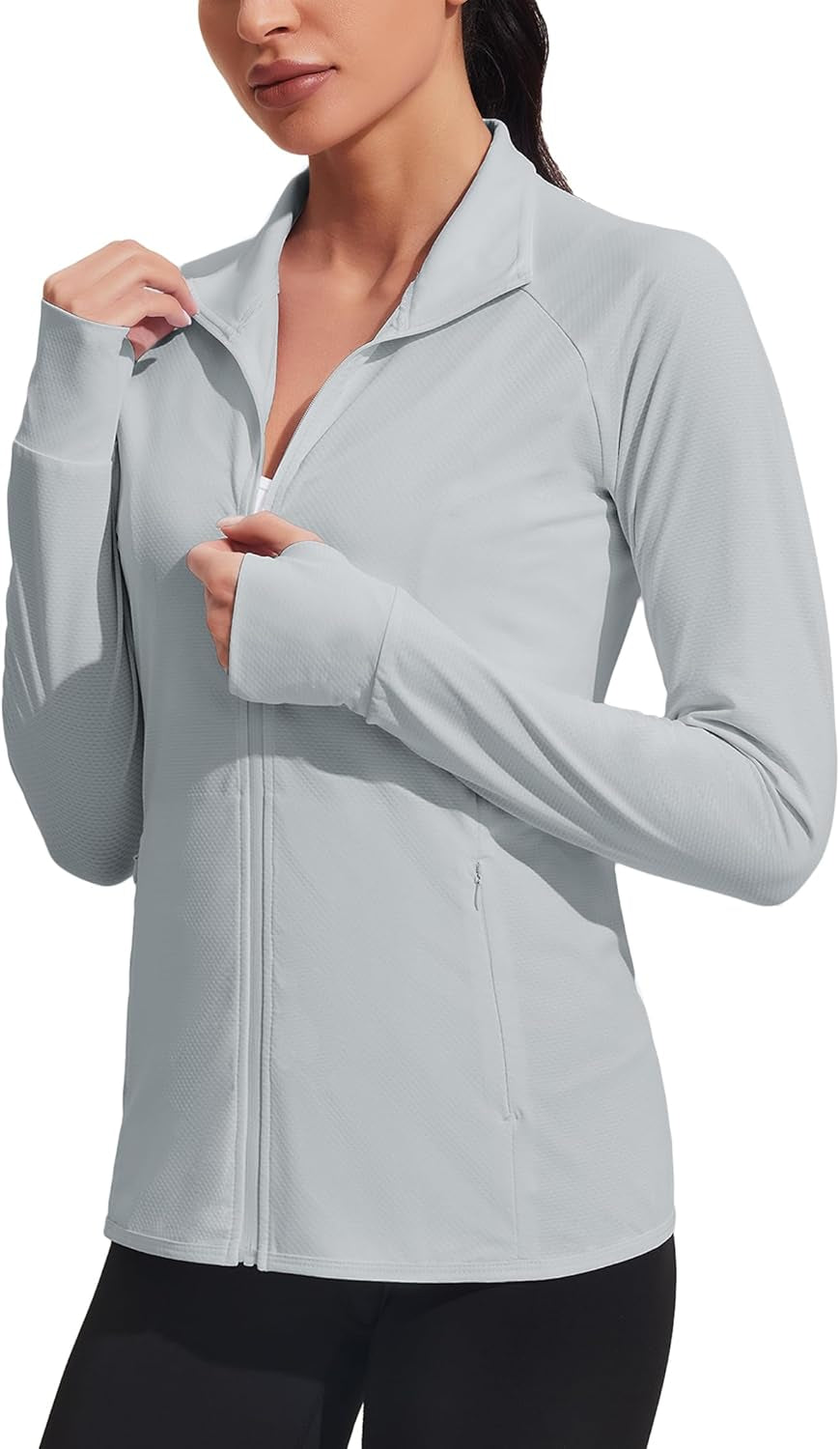 Women'S UPF 50+ Jackets Sun Protection Golf Athletic Jackets Lightweight Full Zip Long Sleeve Shirts with Pockets