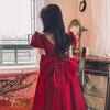 Winter Wine Red Engagement Daily French Princess On The Run Satin Dress