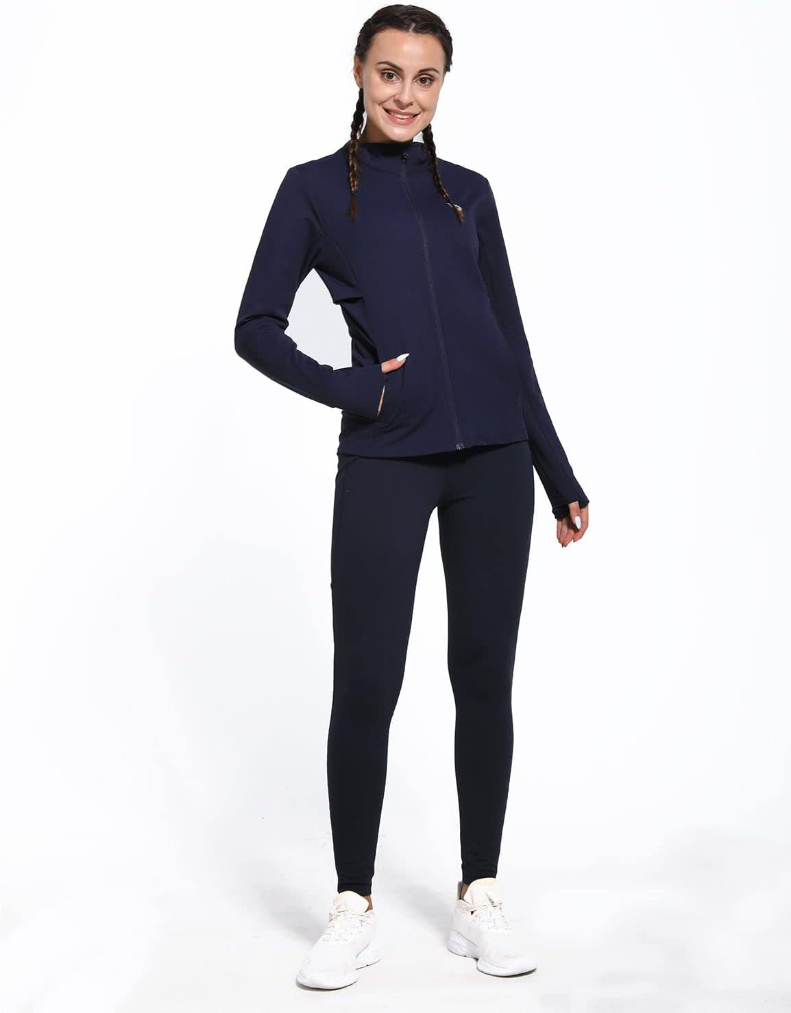 Women'S Fleece Running Jacket Water Resistant Full Zip Winter Cold Weather Gear Thermal Cycling Workout Jackets