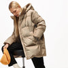 Women&#39;s Versatile Zipper Hooded Solid Color Down Jacket Coat