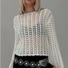 Women&#39;s Knitted Top Hollow-out Hook Flower