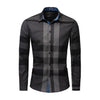 Men&#39;s Cotton Long Sleeve Color Matching Plaid Shirt