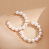 Large Circle And Pearl Earrings C- Shaped Handmade