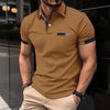 Men&#39;s Casual Polo Shirt Chest Faux Pocket Lapel Button Business T-shirt