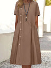 Casual Fastener Decoration Fold Pocket Mid-length Dress