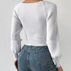 Lantern Sleeve Square Collar Short Sweaters