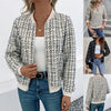 Fashion Plaid Zipper Short Jacket Autumn And Winter Casual Long Sleeve Baseball Clothing Women&#39;s Outwear Tops