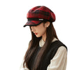 British Style Retro Plaid Octagonal Hat Autumn And Winter