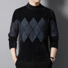 Men&#39;s Fashion Round Neck Thickened Ferret Velvet Sweater