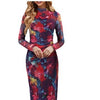 Women&#39;s Long-sleeved Tie-dye Dress Tight Pleated