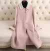 Small Lapel Cashmere Coat For Women&#39;s Loose Fitting Medium Length Style