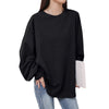 Autumn Waffle Women&#39;s T-shirt Round Neck Solid Color