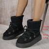 Plus Size Platform Cross Strap Snow Boots