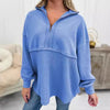 Women&#39;s Clothing Loose Zip Patchwork Sweater