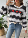 Women&#39;s Sweater Bottoming Shirt Color Contrast Patchwork Stripes