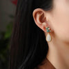 Natural White Jade Drop-shaped Women&#39;s Long Earrings