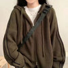 Simplicity Temperament Hoodie With Drawstrings Design Niche Loose Small-sized Long Sleeve Sweater