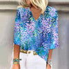 Women&#39;s Fresh Casual Floral Printed V-neck Top