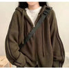 Simplicity Temperament Hoodie With Drawstrings Design Niche Loose Small-sized Long Sleeve Sweater