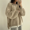 Temperament Crew Neck Pullover Lantern Sleeve Loose Sweater For Women