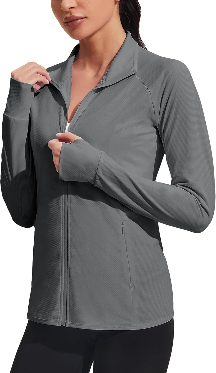 Women'S UPF 50+ Jackets Sun Protection Golf Athletic Jackets Lightweight Full Zip Long Sleeve Shirts with Pockets