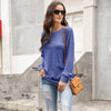 Round Neck Button Long Sleeve Casual Pullover Sweater Loose Top Women