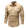 Retro Workwear Shirt Men&#39;s Long-sleeved Spring Fashion Brand Casual Overshirt