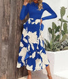 Women&#39;s Slim-fitting Patchwork Printed Ruffles Dress