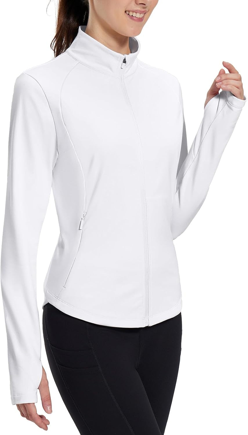 Women'S Fleece Running Jacket Water Resistant Full Zip Winter Cold Weather Gear Thermal Cycling Workout Jackets