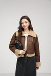 Stand Collar Fur Integrated Lamb Fur Short Coat