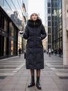 Slim Fit Below The Knee Cotton Coat Big Fur Collar Thickened Padded Jacket