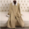 Small Lapel Cashmere Coat For Women&#39;s Loose Fitting Medium Length Style