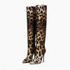 Women&#39;s Fashion Pointed Stiletto Heel Leopard Print Boots