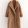 Women&#39;s Artificial Teddy Long-sleeved Thickened Thermal Long Coat