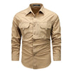 Retro Workwear Shirt Men&#39;s Long-sleeved Spring Fashion Brand Casual Overshirt