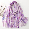 Cotton And Linen Feel Scarf Bronzing Flowing Landscape Scarf