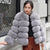 Fox Fur Slimming Stand Collar Splicing Coat