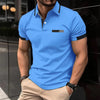 Men&#39;s Casual Polo Shirt Chest Faux Pocket Lapel Button Business T-shirt