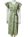 Summer New Lotus Leaf Sleeve V-neck Slim Print Dress