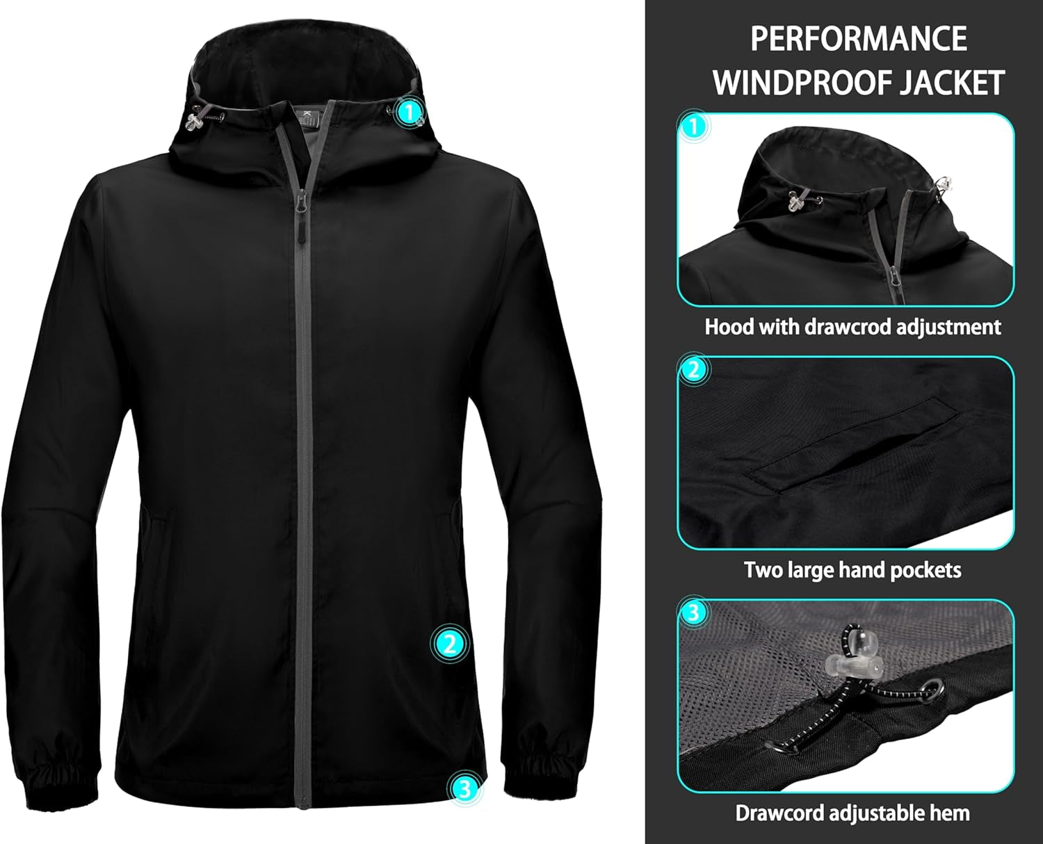 Mens Men’S Lightweight Windbreaker Jacket