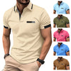 Men&#39;s Casual Polo Shirt Chest Faux Pocket Lapel Button Business T-shirt