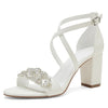 Women&#39;s High Heel White Classic Chunky Heel Shoes