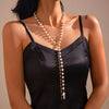 Fashion Stringed Pearls Y-shaped Necklace Cross