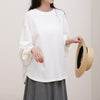 Autumn Waffle Women&#39;s T-shirt Round Neck Solid Color