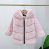 Children&#39;s Cotton Coat Rex Rabbit Hooded Faux Fur Coat