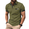 Men&#39;s Casual Polo Shirt Chest Faux Pocket Lapel Button Business T-shirt