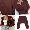 Knitted Sweater With Gingerbread Man Pattern V-Neck Spring Autumn Winter Gingerbread Man Cardigan